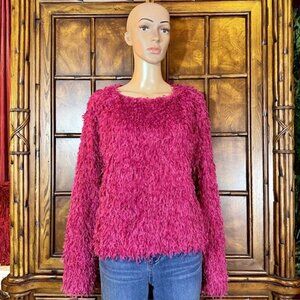 NWOT G by Giuliana Black Label Fuchsia Faux Feather Top